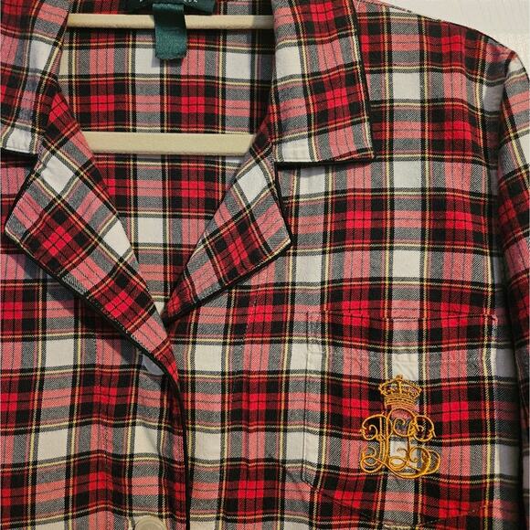Ralph Lauren Woman's red plaid pajama set Top and Bottom size L - Picture 2 of 5
